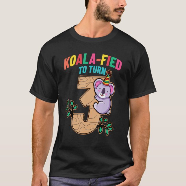Koalafierad till 3 Koala födelsedag 3 Party T Shirt (Framsida)