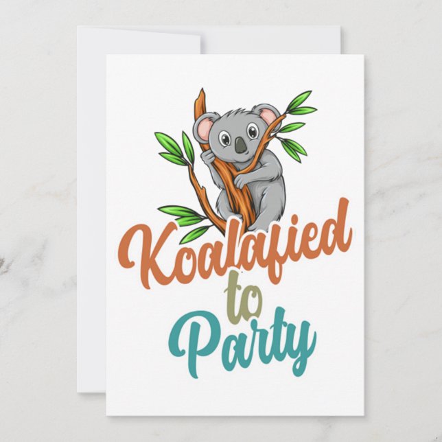 Koalafierad till Party Qualified Pun Cute och Funn Inbjudningar (Framsida)