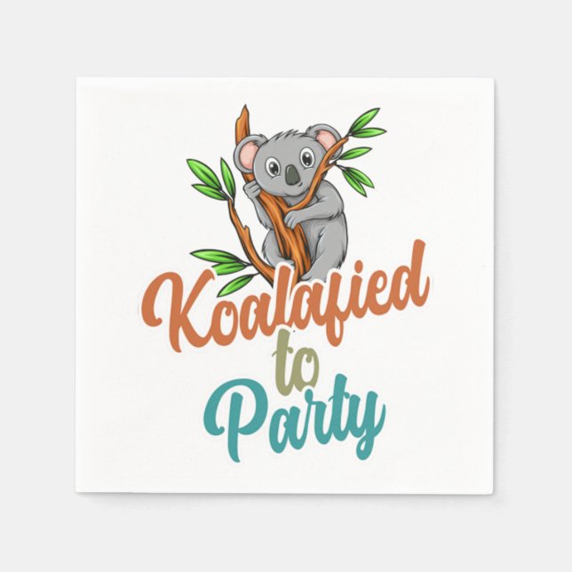 Koalafierad till Party Qualified Pun Cute och Funn Pappersservett (Framsidan)