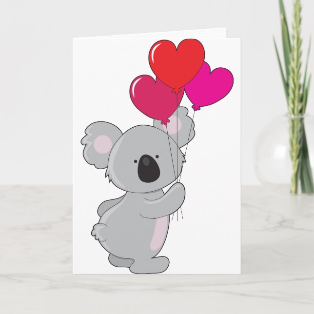 Koalahjärtaballonger Kort (Framsida)