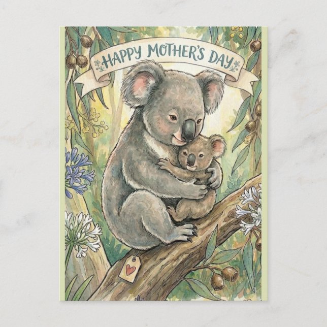 Koalamors dag med joey vykort (Framsida)