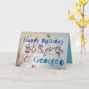 Koalas Födelsedagsfest Watercolor Barn Card Kort