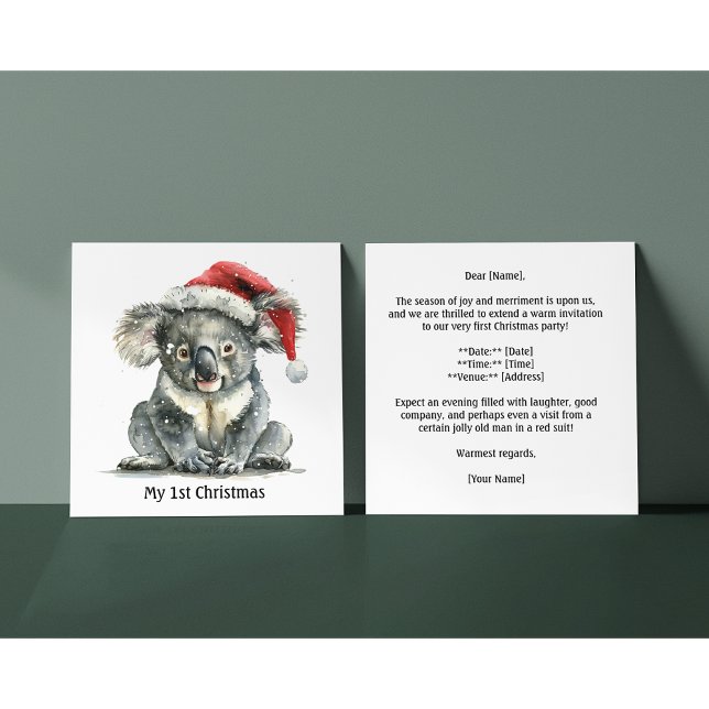 Koalas första julklapp, anpassningsbar inbjudningar (Skapare uppladdad)