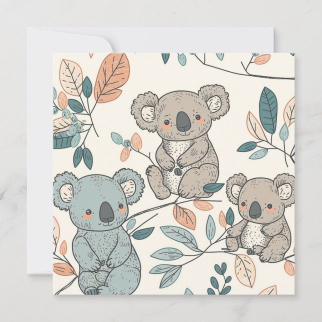 Koalas i Bloom Nursery Flat Card (Framsida)