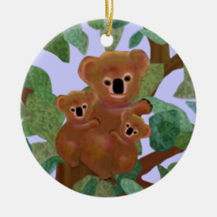 Koalas i Eucalyptusprydnadarna Julgransprydnad Keramik