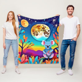 Koalas månljusa natt fleecefilt