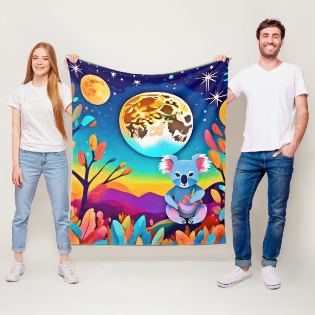 Koalas månljusa natt fleecefilt (På plats)