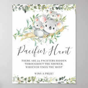 Koalas Twillingar Nappar Hunt Baby Shower Game Poster