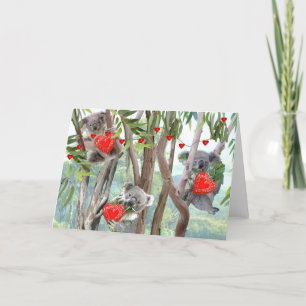 Koalas Valentine Day Party Greeting Card Helgkort