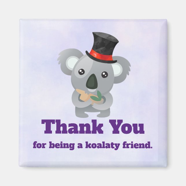 Koalaty Friend Pun Cute Koala i Top hat Magnet (Framsidan)
