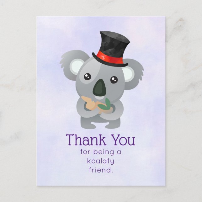 Koalaty Friend Pun Cute Koala i Top hat Vykort (Framsida)