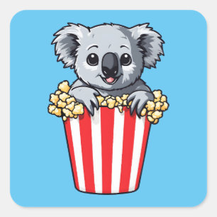Koalaty Popcorn Fyrkantigt Klistermärke