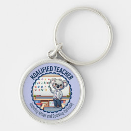 Koalified Teacher Cute Koala ThBäste Educator Gift Rund Silverfärgad Nyckelring