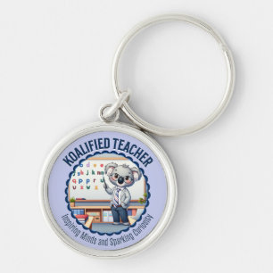 Koalified Teacher Cute Koala ThBäste Educator Gift Rund Silverfärgad Nyckelring