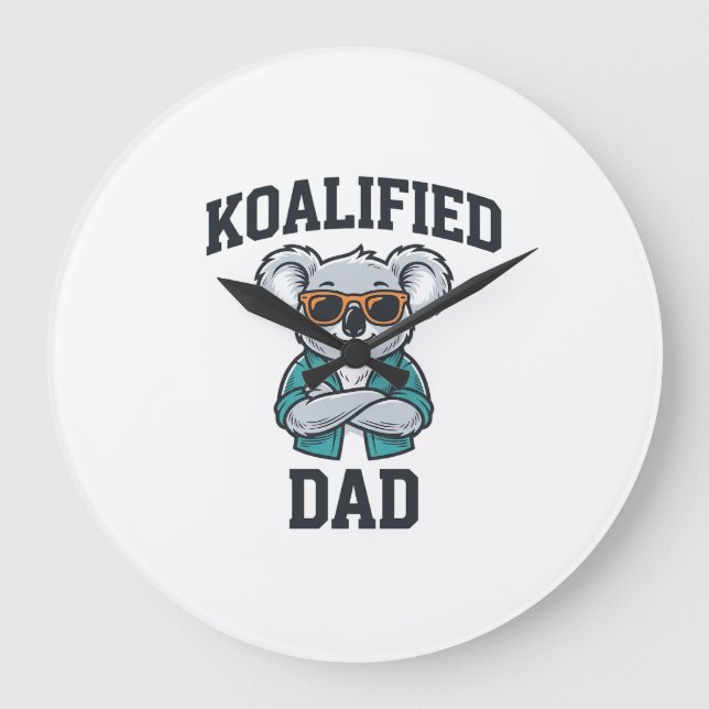 Koalifierad Pappa Söt Koala Pappa Tröja Design_1 Stor Klocka (Framsida)