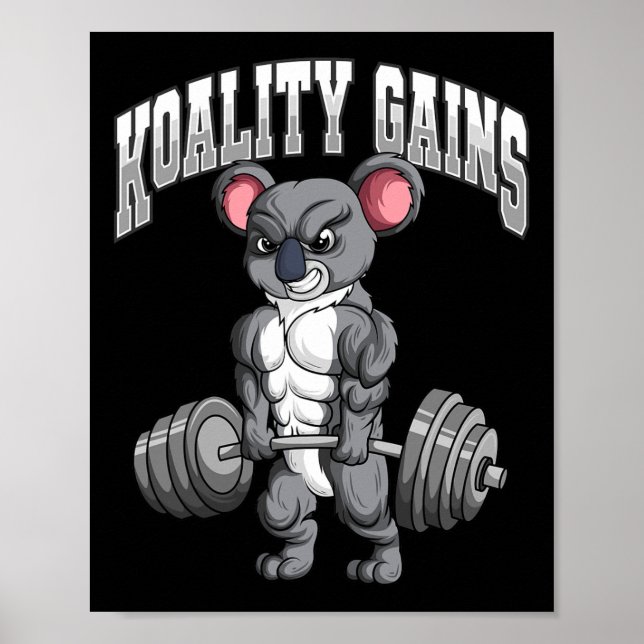 Koality Gains Fitness Gym Koala Bodybuilding Poster (Framsidan)