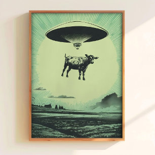 Koavduktionsutskrift Retro UFO-affisch Alien Väggk Poster