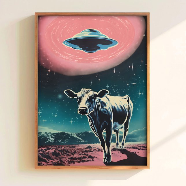 Koavföringsutskrift Rolig ko-utskrift UFO med ko Poster (Skapare uppladdad)