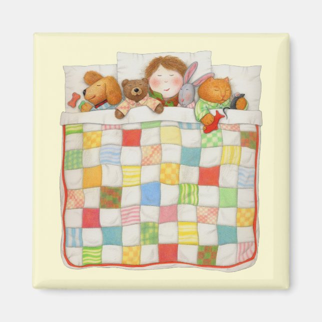 KOAXKAR QUILT Fyrkantig Magnet - Gul (Framsidan)