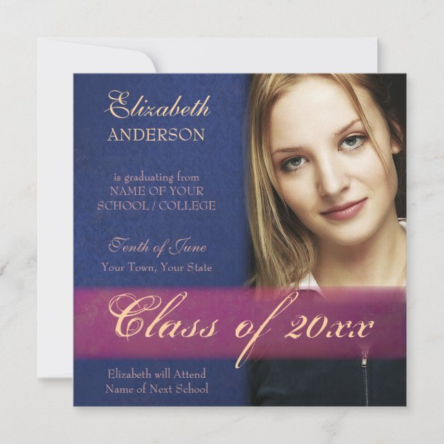 Kobalt Blue Damask Grunge Studenten-meddelande Meddelande (Framsida)