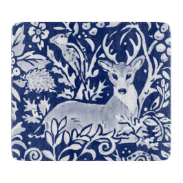 Kobalt Blue White Hjort Woodland Tapestry Stil
