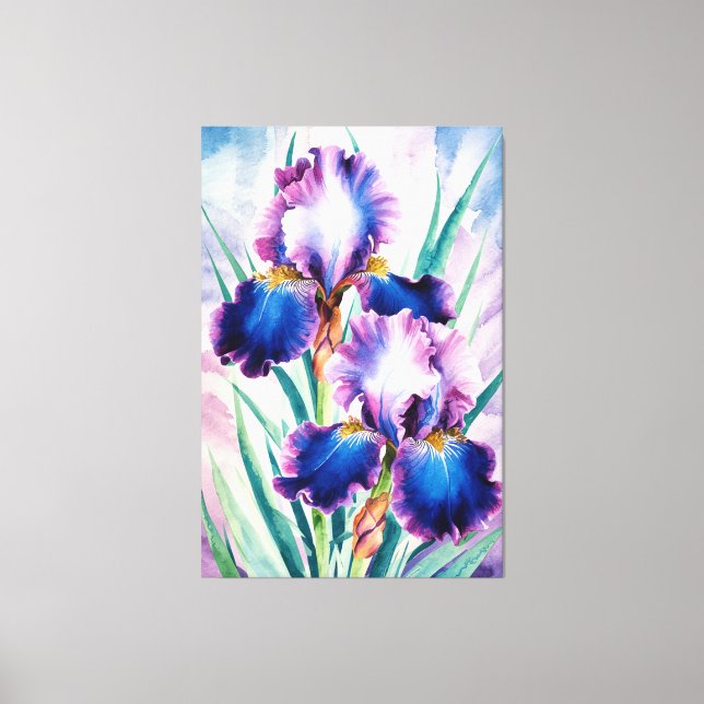 *~* Kobalt Iris Flower Artsy Iris Painting AP84 Canvastryck (Framsida)
