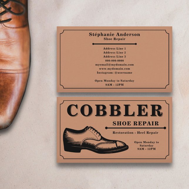 Kobbler - Vintage för skoberektion Visitkort (Cobbler - Shoe Repair Vintage Business Card)
