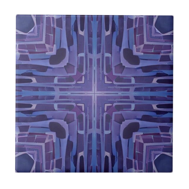 Kobblestone - marin blå violett geometrisk konst kakelplatta (Framsidan)