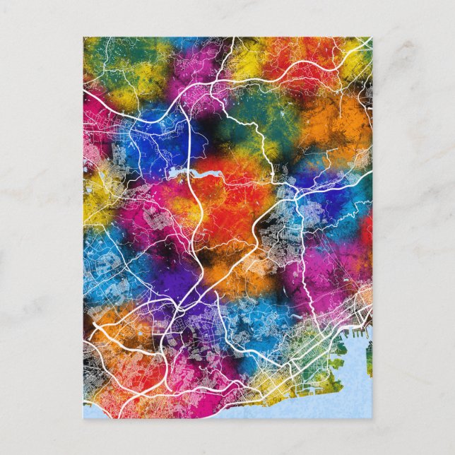 Kobe Japan City Karta Vykort (Framsida)