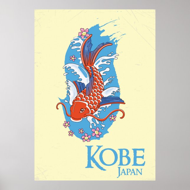 Kobe Japan Vintage resemaffisch Poster (Framsidan)
