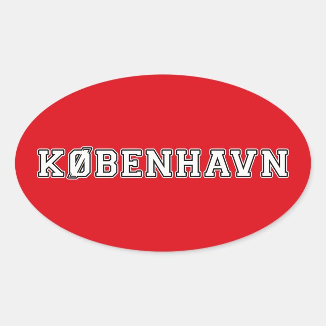 Kobenhavn Danmark Ovalt Klistermärke (Framsida)