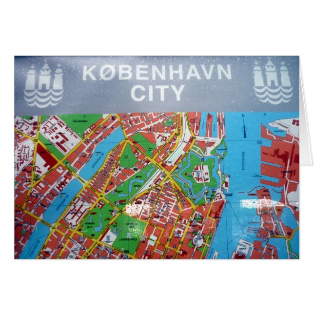 københavn karta hälsningskort (Framsidan Horizontal)