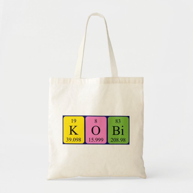 Kobi periodisk bord namn tote bag tygkasse (Framsidan)