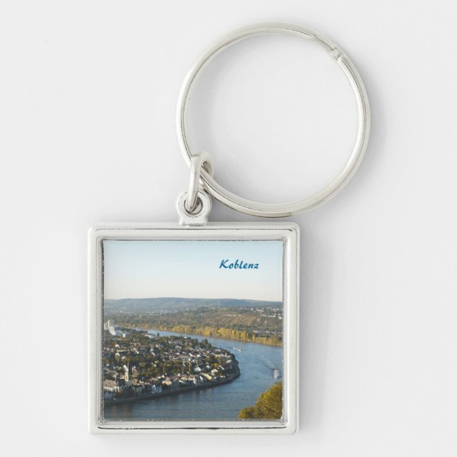 Koblenz Fyrkantig Silverfärgad Nyckelring (Framsidan)