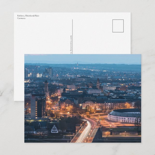 Koblenz på natten vykort (Fram/baksida)