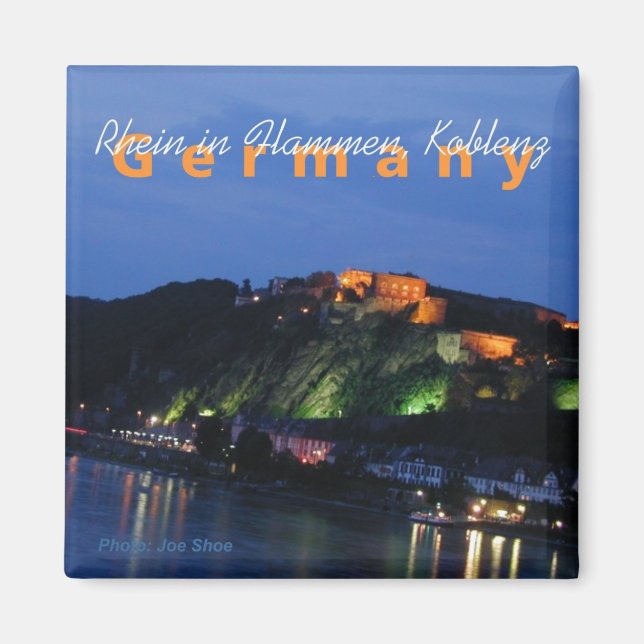 Koblenz Tyskland Natt Souvenir Fridge Magnet (Framsidan)