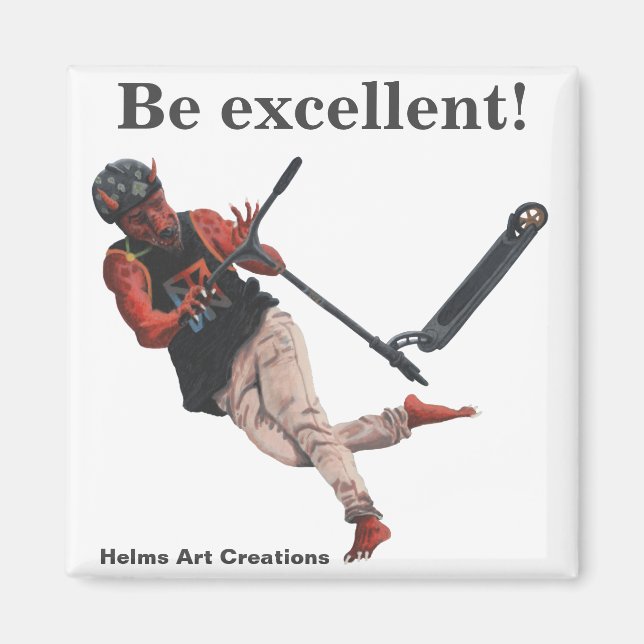 Kobold Kick Scooter Fantasy Art Butnet Magnet (Framsidan)