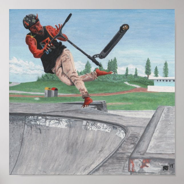 Kobold Kick Scooter Sports Fantasy Wall Art Poster (Framsidan)