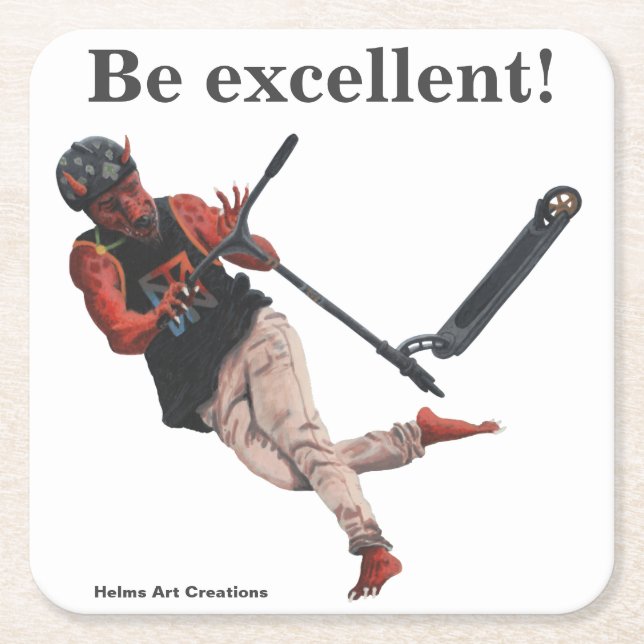 Kobold Kick Scooter Tricks Fantasy Papper Underläg Underlägg Papper Kvadrat (Framsidan)