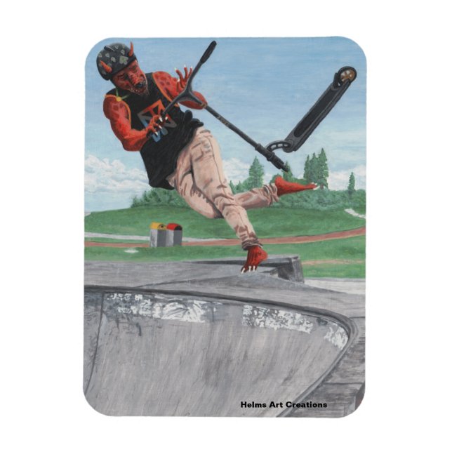 Kobold Scooter Tricks Fantasy Refrigerator Magnet (Vertikal)