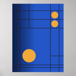 Kobolt Drift nr 1 Blå och bärnstensfärgad geometri Poster