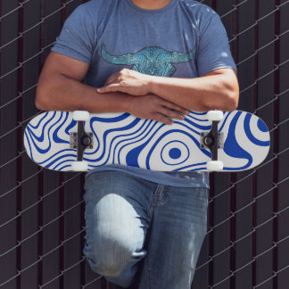 Kobolt Hyperblå Psykedelisk Vågig Mini Skateboard Bräda 18,5 Cm