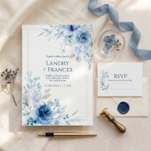 Kobolt Indigo Ros Romantisk Botanisk Ram