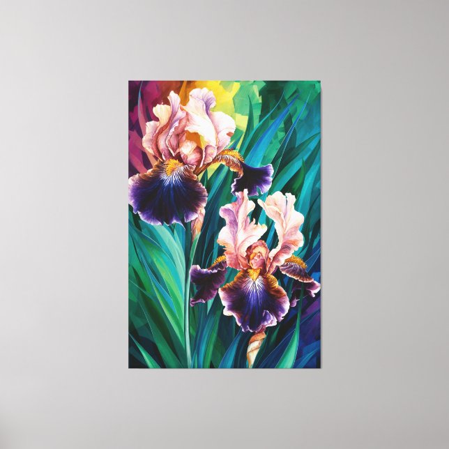 *~* Kobolt Irises Flower Artsy Iris Painting AP84 Canvastryck (Framsida)