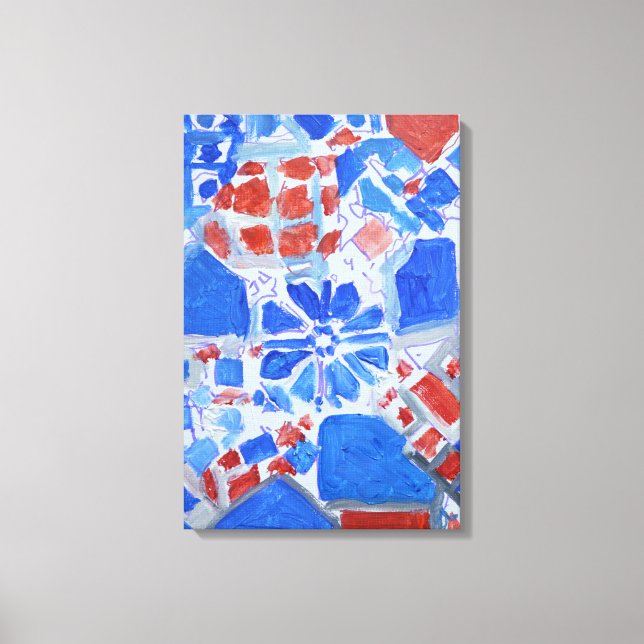 Kobolt & Korall Geometrisk Abstrakt Expressionism Canvastryck (Framsida)