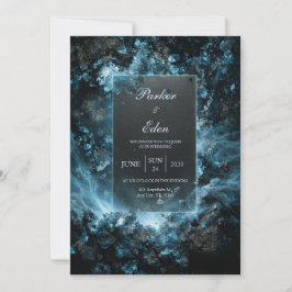 Kobolt Kristall Nebulosa Lysande Ram Bröllop Inbjudningar
