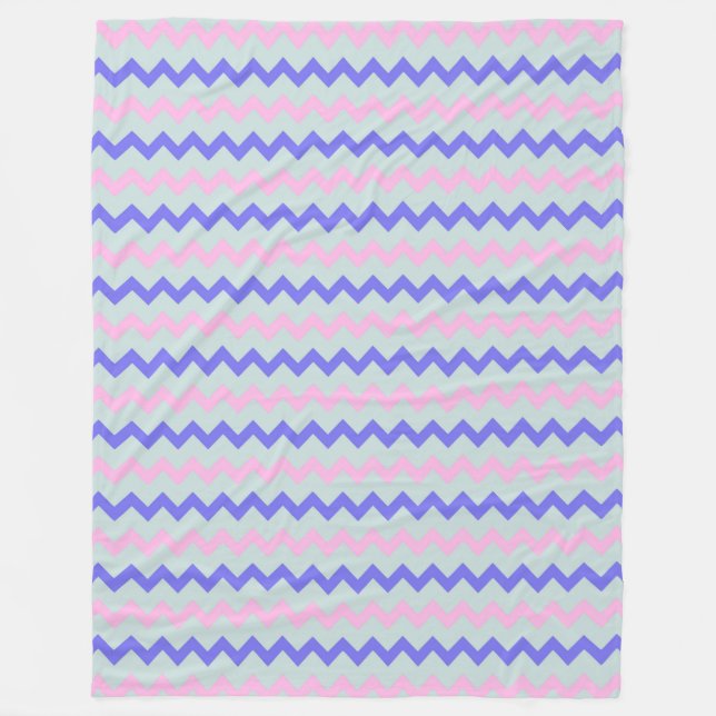 Kobolt med tuggben zigzag isblått rosa fleecefilt (Framsidan)