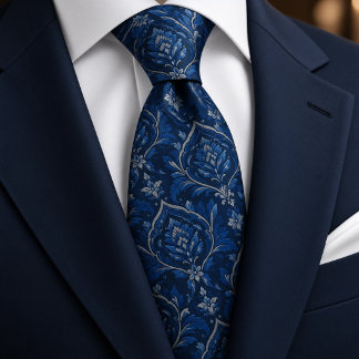 Kobolt Midnight Blue Silver Damask Slips