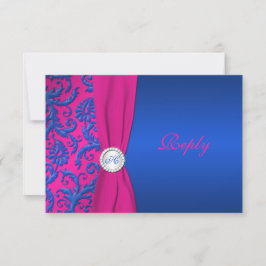 Kobolt och fuchsia Damask RSVP-kort OSA Kort
