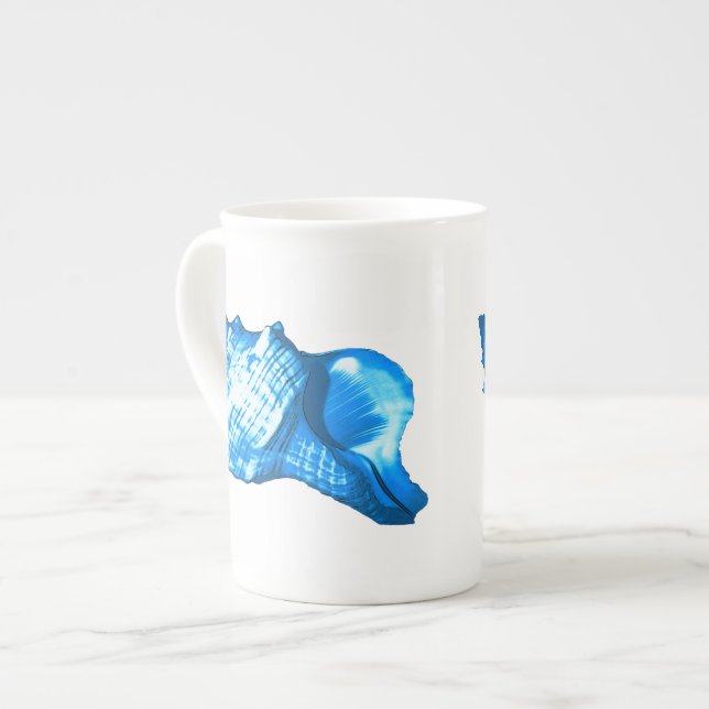 Kobolt och himlar blå snäcka benporslin mugg (Framsida vänster)